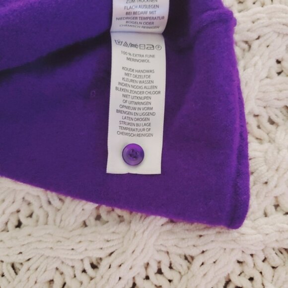 Stunning Ellen Tracy 100٪ Extra Fine Merino Wool Purple Knit Sweater - Picture 6 of 14